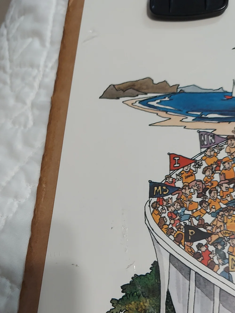Iowa Hawkeyes Rose Bowl 82 Poster Illustrated Stadium Scene by John Holladay Vtg